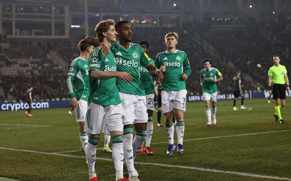 欧冠惊天逆转！安东尼·戈登狂砍四球，纽卡斯尔联客场大胜晋级形势明朗